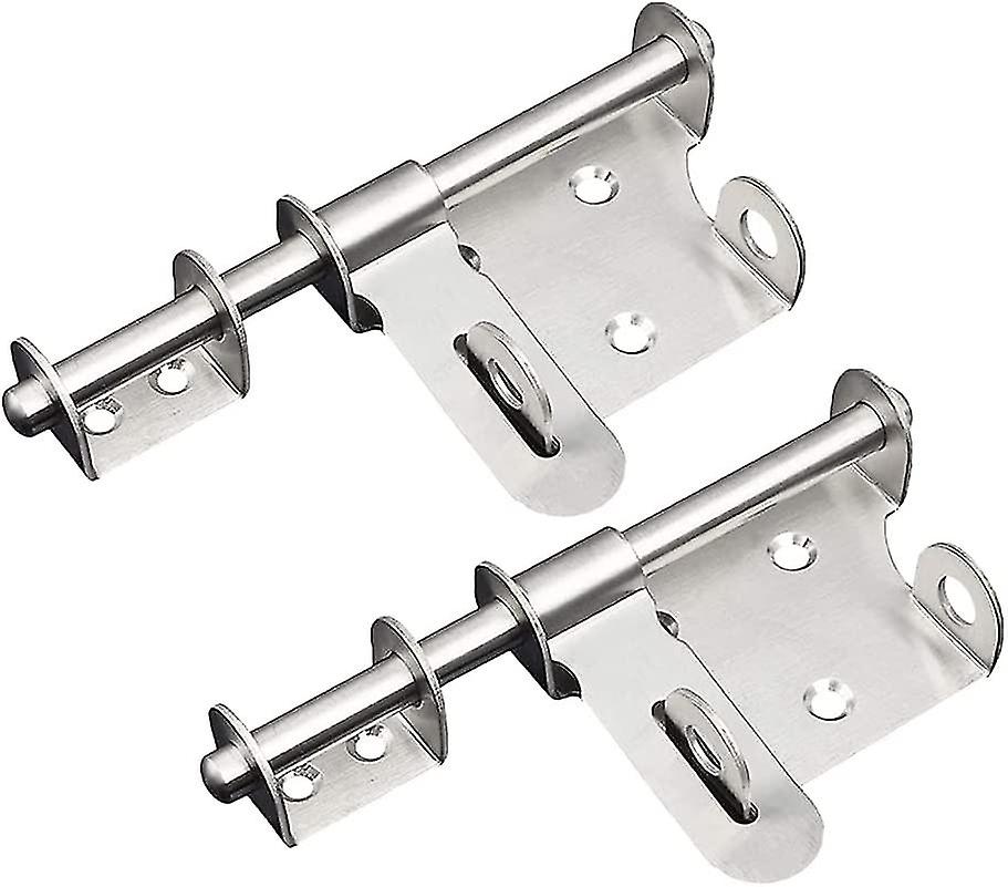 2 Pieces Latch Lock， Stainless Steel， Security Door Latches， Slide Bolt Door Latch With Padlock Hole For Gates， Fences