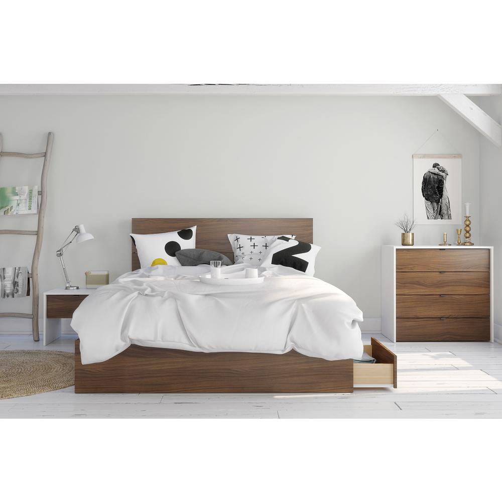 Nexera Modern 4 Drawer Chest in White & Walnut