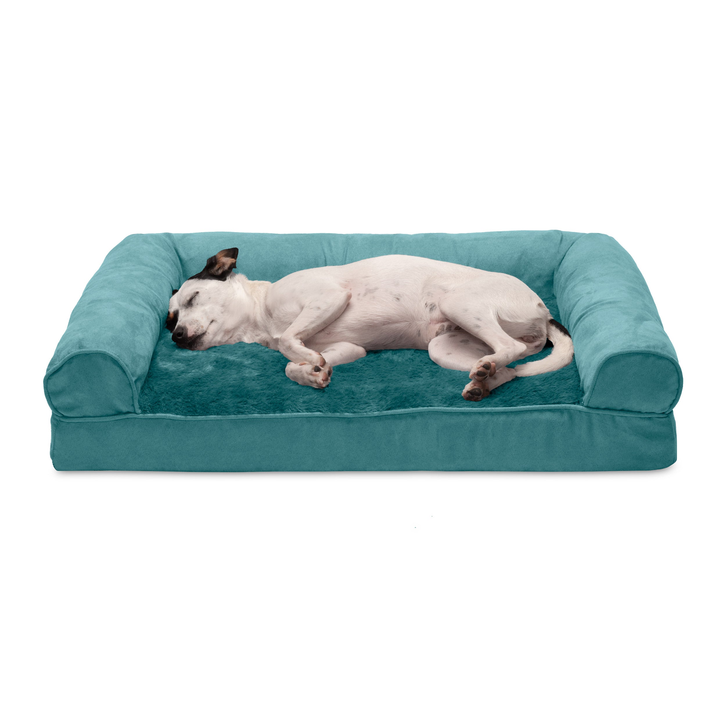 FurHaven Pet Products | Full Support Orthopedic Plush & Suede Sofa-Style Pet Bed for Dogs & Cats, Deep Pool, Medium