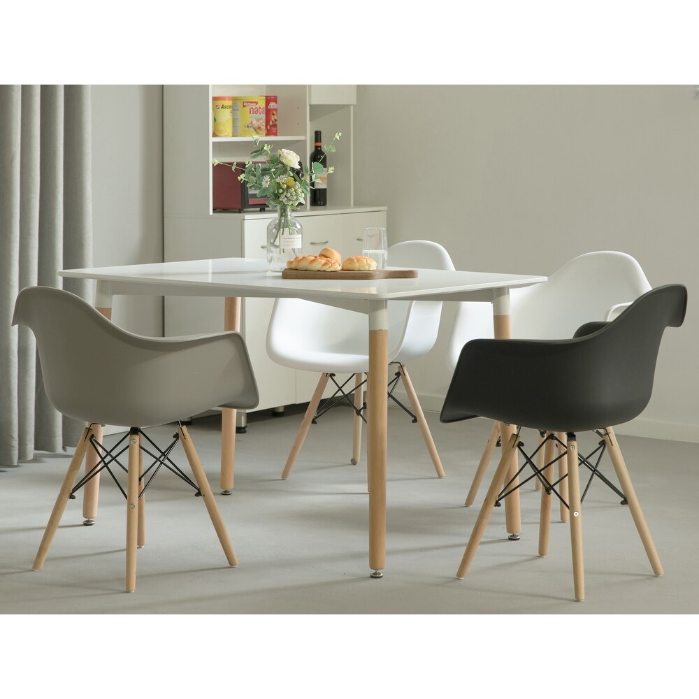 4 Ft. Dining Table with White Tabletop and Solid Beech Wood Legs