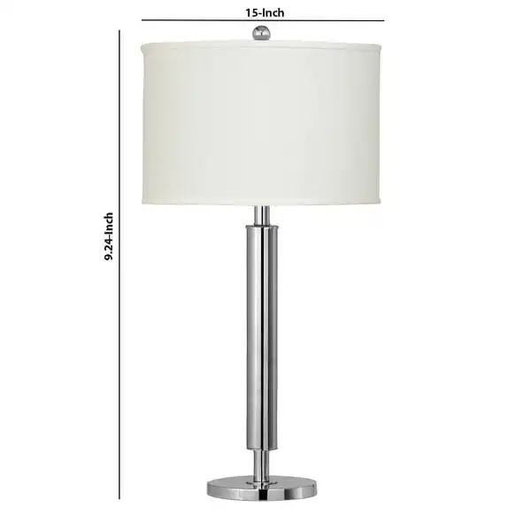 Metal Table Lamp with Tubular Support and Push Through Switch， Silver