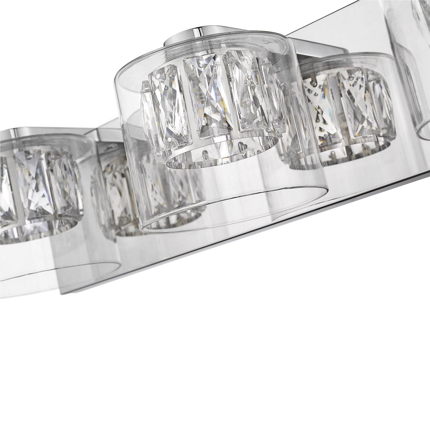 Ove Decors Cider III 8211 3 LED Light Vanity Wall Sconce with Glass Cylinder Shade and Crystal Finish  Crowdfused