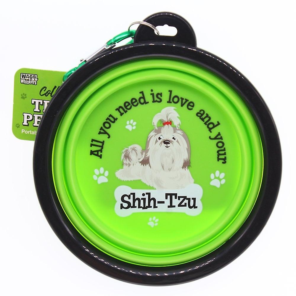 Wags and Whiskers Travel Pet Bowl - Shih- Tzu