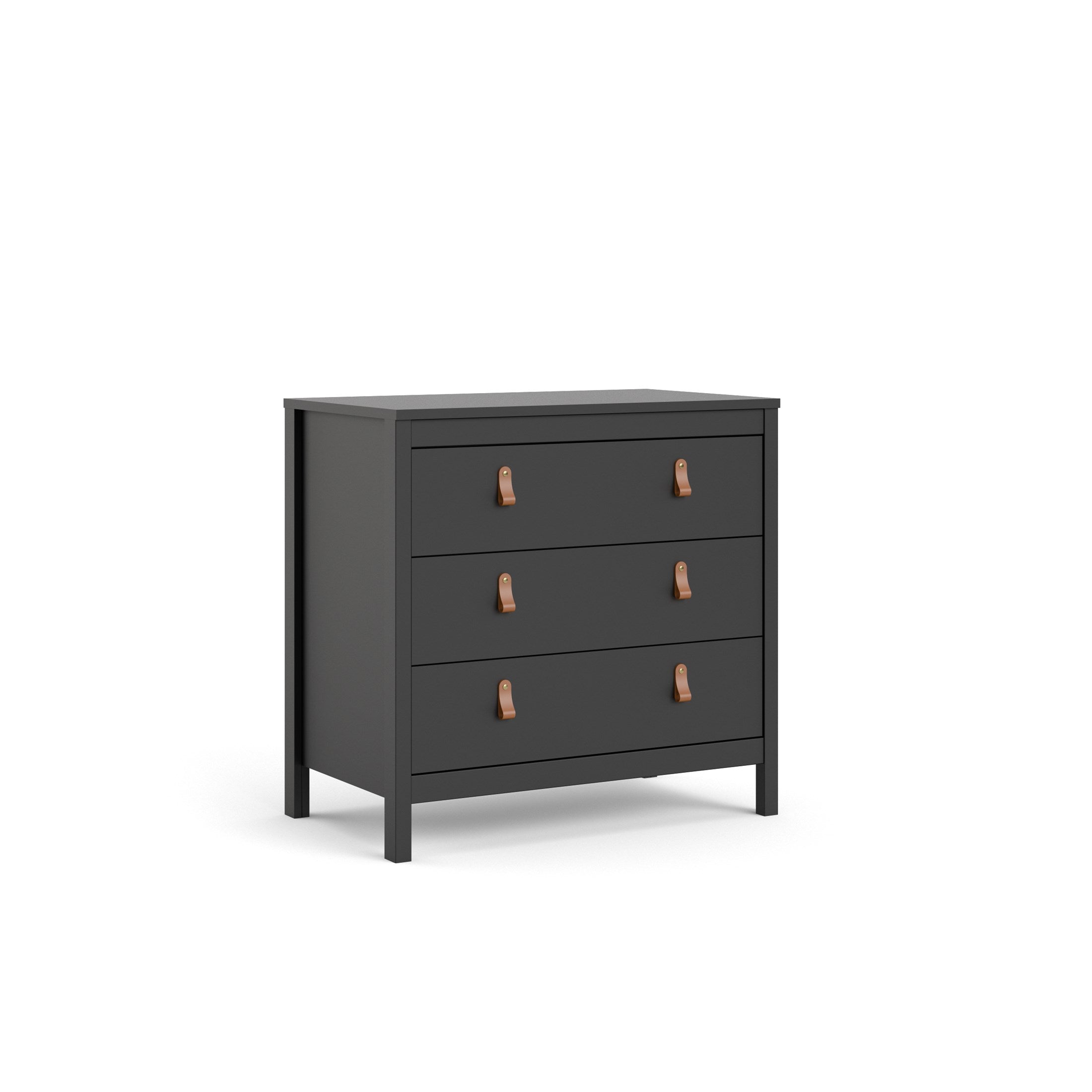 Madrid 3 Drawer Chest, Black Matte