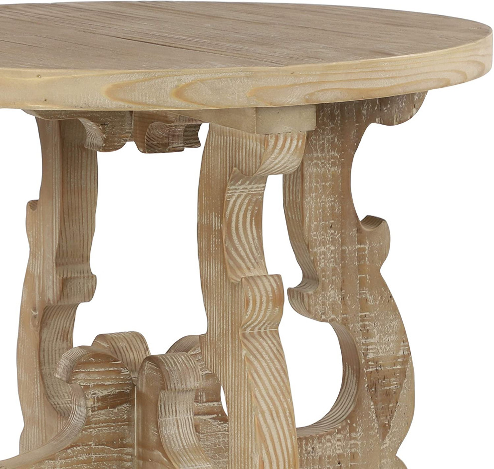 French Country End Table  Pine Wood Construction With Carved Scalloped Base   Transitional   Side Tables And End Tables   by Declusia  Houzz