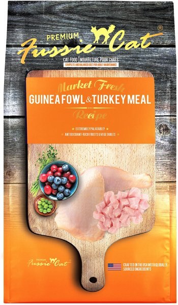 Fussie Cat Market Fresh Guinea Fowl and Turkey Meal Recipe Grain-Free Dry Cat Food