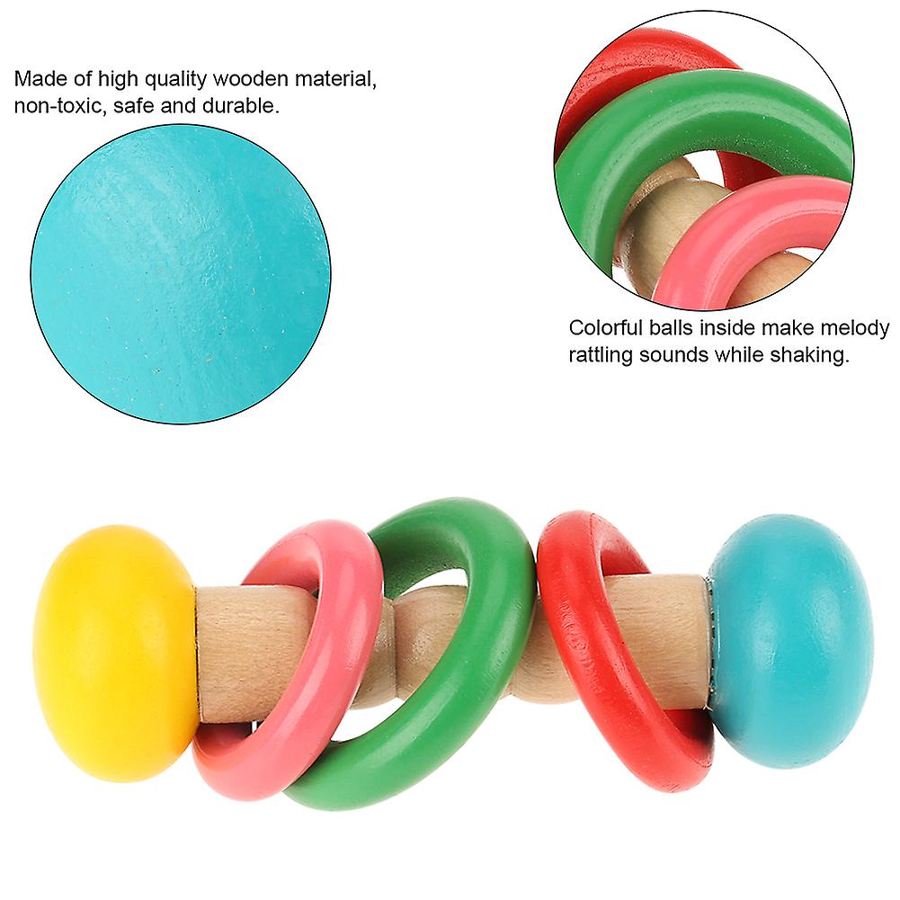 Baby Safe Wooden Rattles Grasp Toy  Infant Early Musical Educational Toys Three Rattle Type