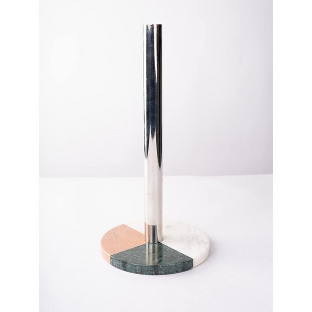 Lexi Home Marble Counter Mount Paper Towel Holder Multi colored