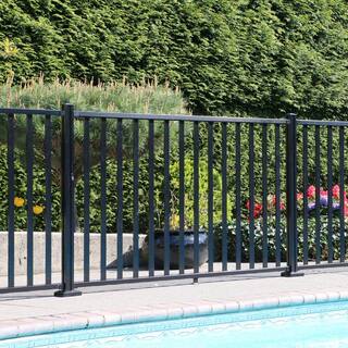 PEAK AquatinePLUS 58 in. x 72 in. x 4 ft. Black Aluminum Pool Fence Rail and Picket Kit 57113