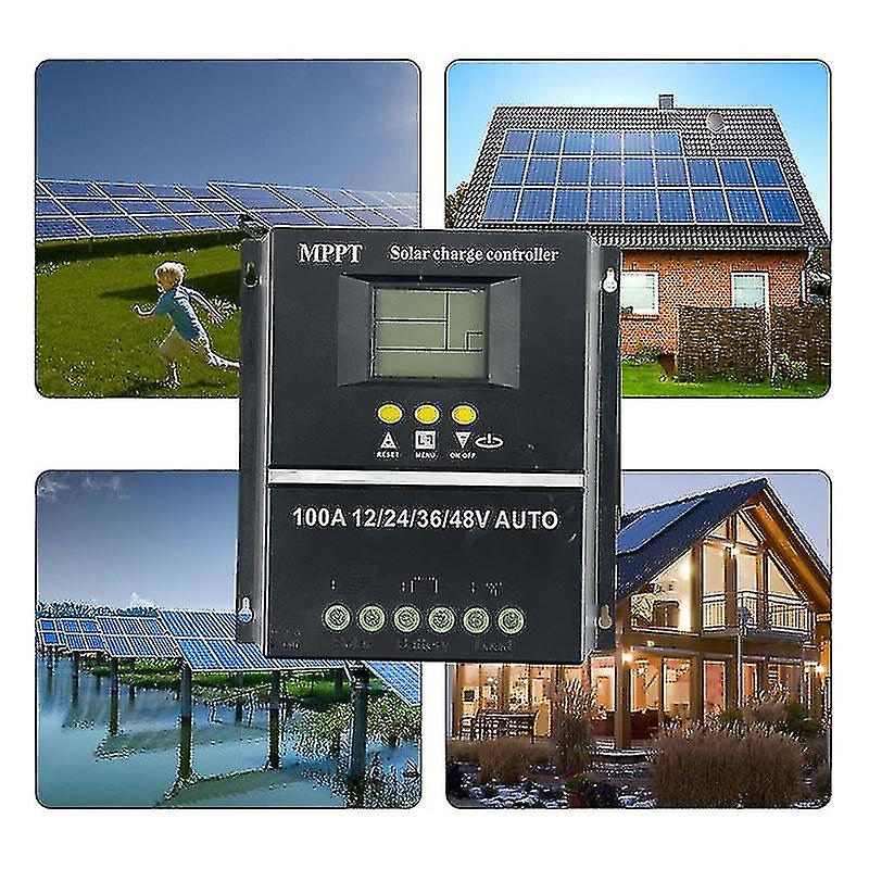 Pwm 100a 12v 24v 36v 48v Auto Solar Panel Charge Controller Solar Pv Battery Charger With Lcd Mppt