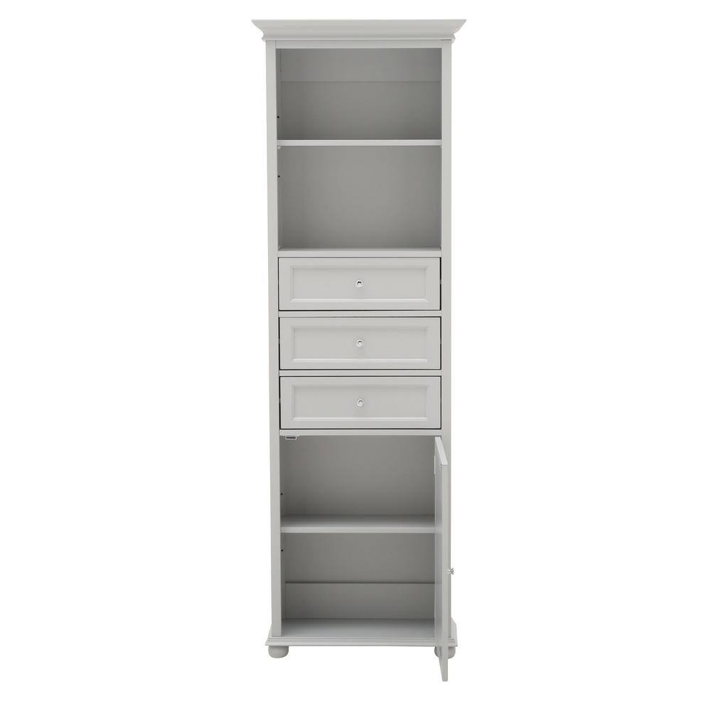 Home Decorators Collection Hampton Harbor 22 in. W x 10 in. D x 67-12 in. H Linen Storage Cabinet in Dove Grey BF-21892-DG