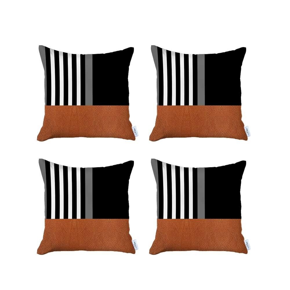 Brown and Black Printed Pillow Covers