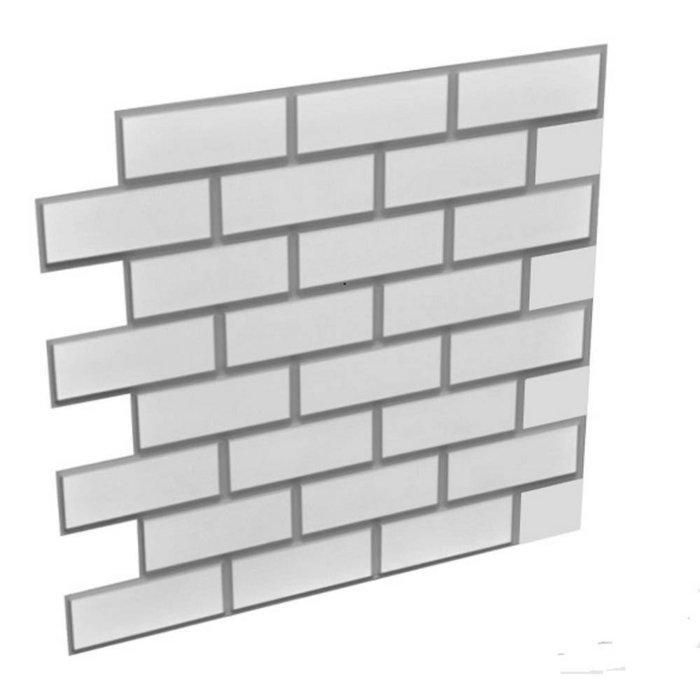 Dundee Deco 3D Falkirk Retro IV 23 in. x 23 in. Grey White Faux Brick PVC Decorative Wall Paneling (10-Pack) GRHDTP10025497-10