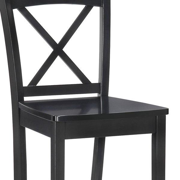 Wooden Counter Stool with X shaped Backrest and Curved Headrest， Black