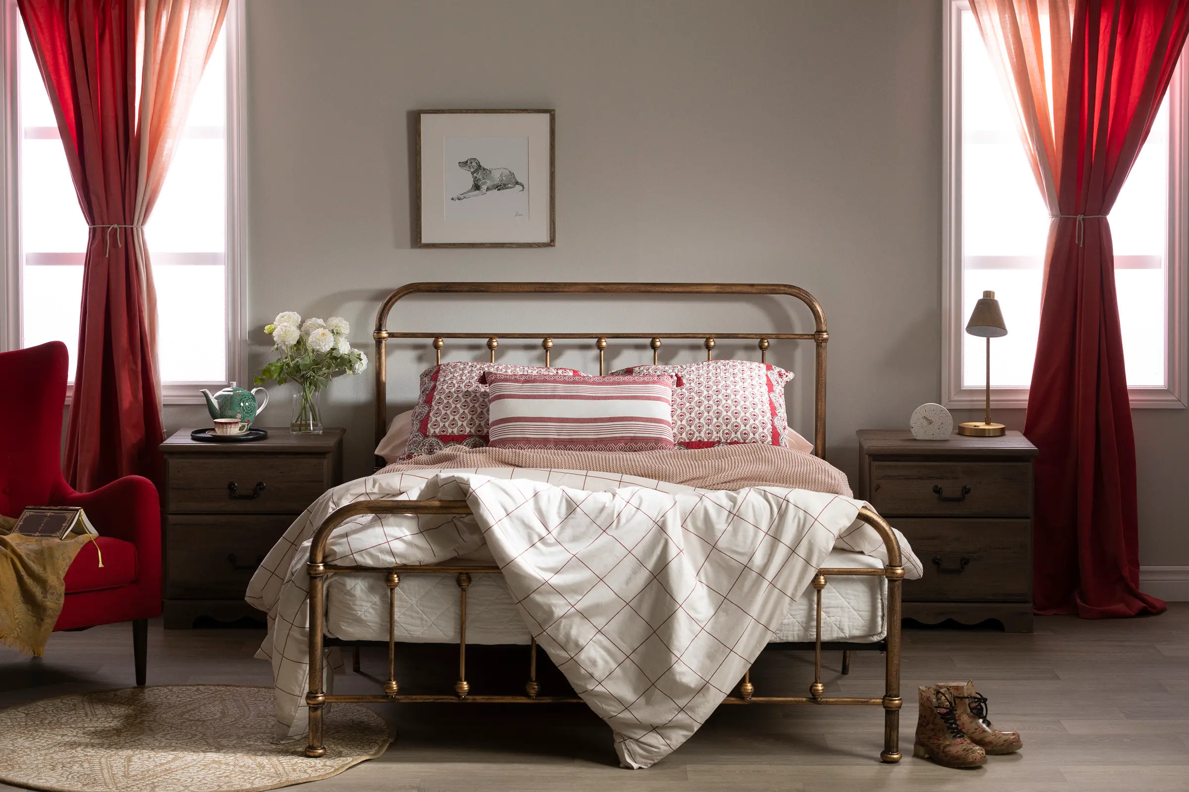 Prairie Bronze Queen Metal Platform Bed - South Shore