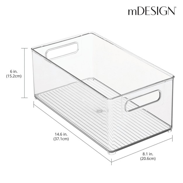 Mdesign Deep Plastic Household Storage Organizer Bin Built in Handles Clear