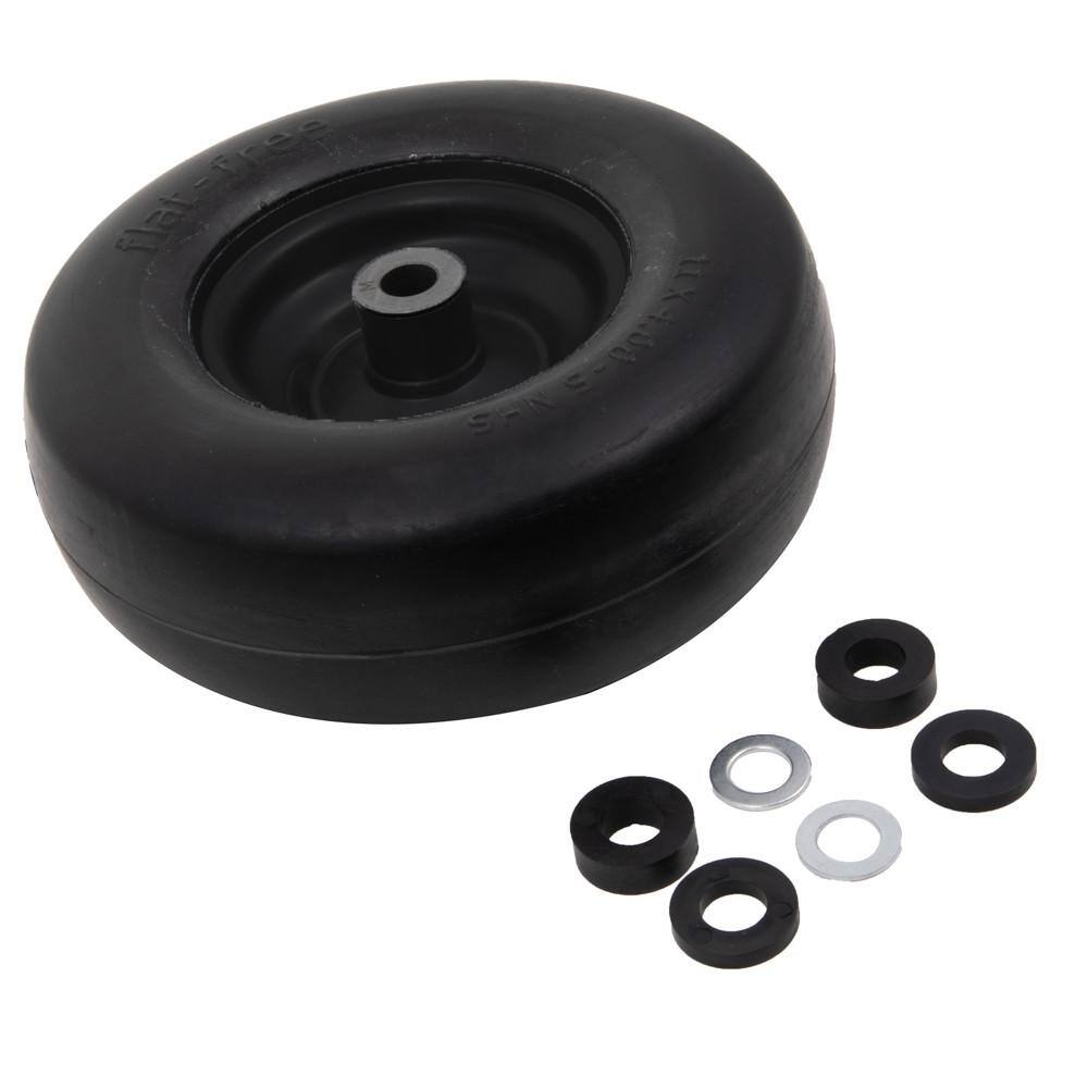 Arnold Universal 11 in. x 4 in. Smooth Tread Black Rim Flat Free Wheel Assembly for Zero-Turn Mowers w34 in. or 58 in. Axles 490-325-0061