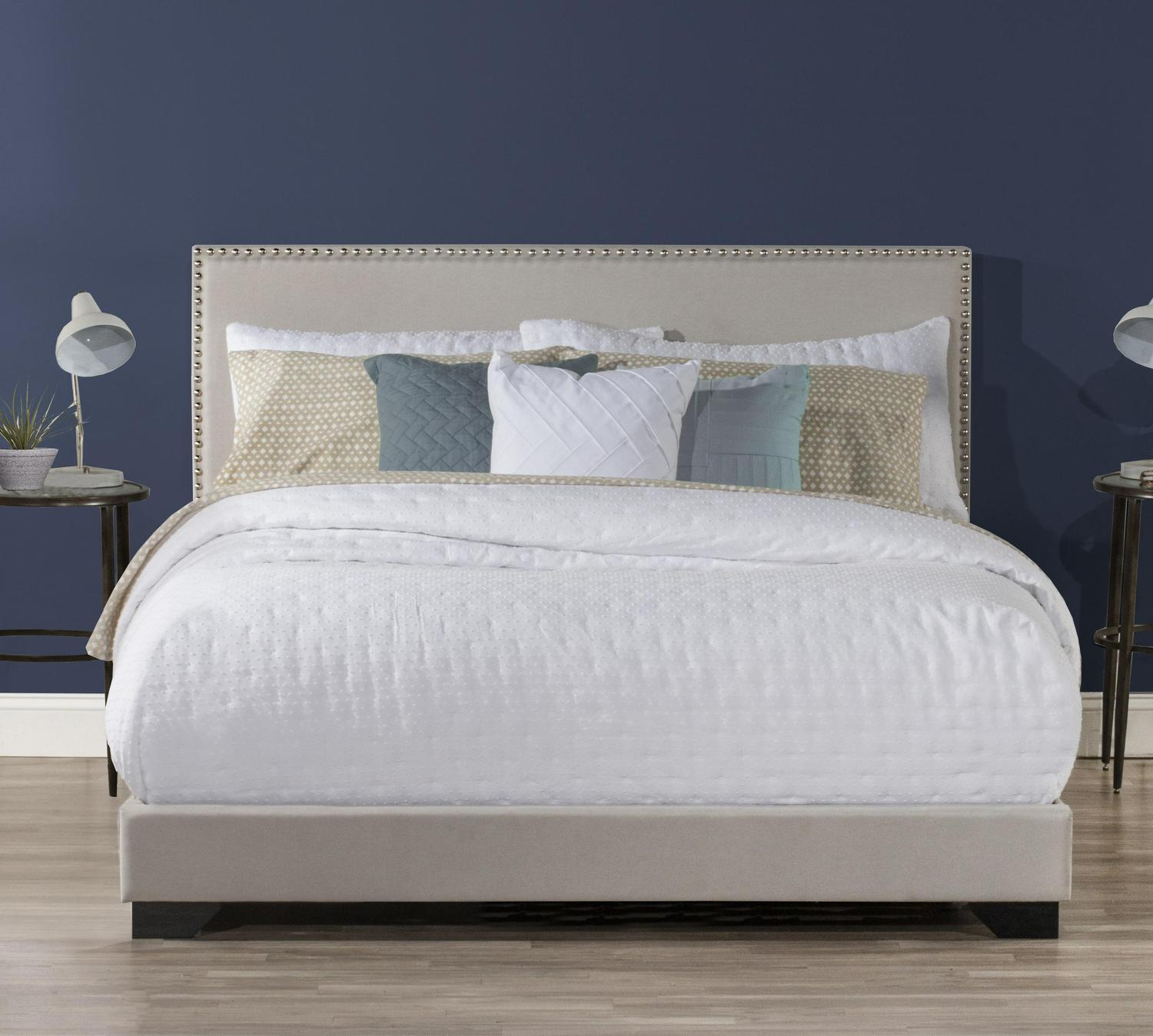 Willow Nailhead Trim Upholstered Queen Bed Fog  Crowdfused