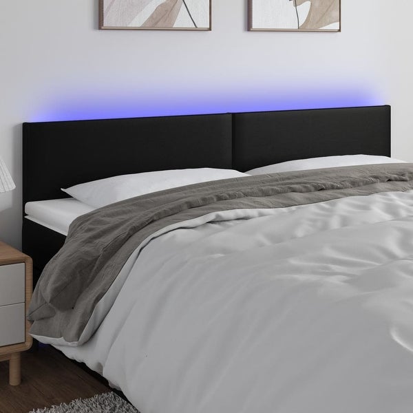 vidaXL LED Headboard Faux Leather Bedroom Furniture Black/White Multi Sizes - - 37421096