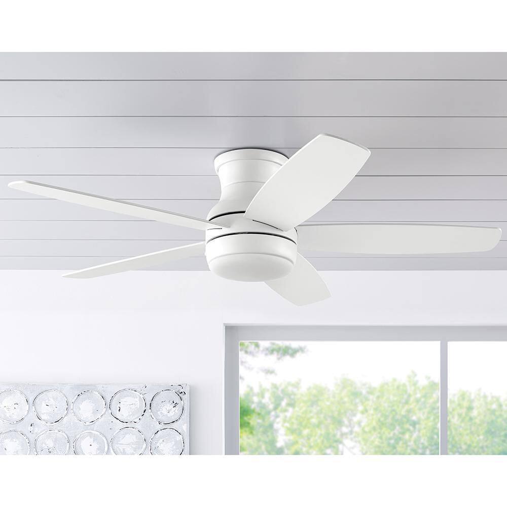 Hampton Bay Ashby Park 52 in. White Color Changing Integrated LED Matte White Indoor Ceiling Fan with Light Kit and Remote Control 59258