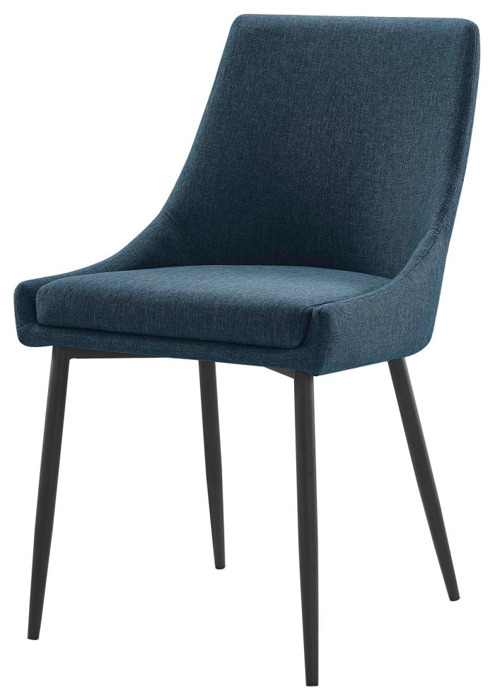 Side Dining Chair  Set of 2  Fabric  Metal  Navy Blue Black  Modern  Cafe Bistro   Midcentury   Dining Chairs   by House Bound  Houzz