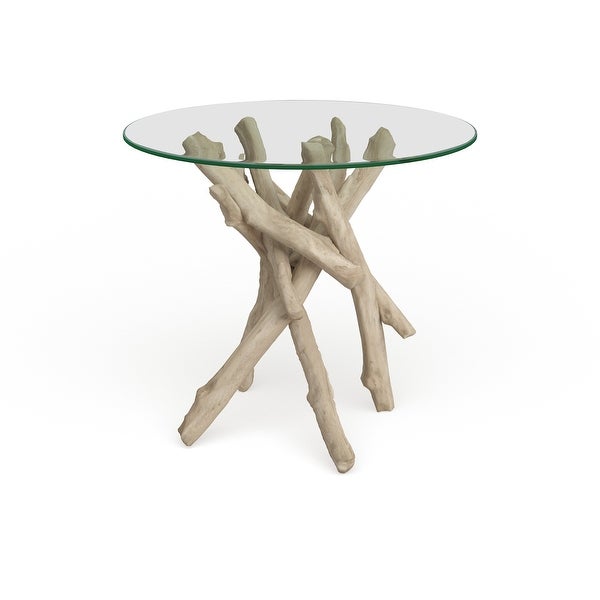 Natural 20 x 24 Inch Driftwood and Glass End Table by Studio 350