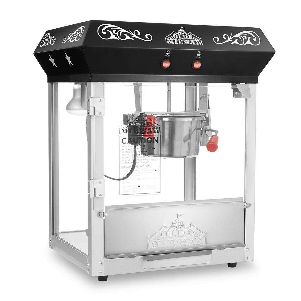 Olde Midway 640 W 6 oz. Black Bar Style Popcorn Machine CON-POP-600-BLK