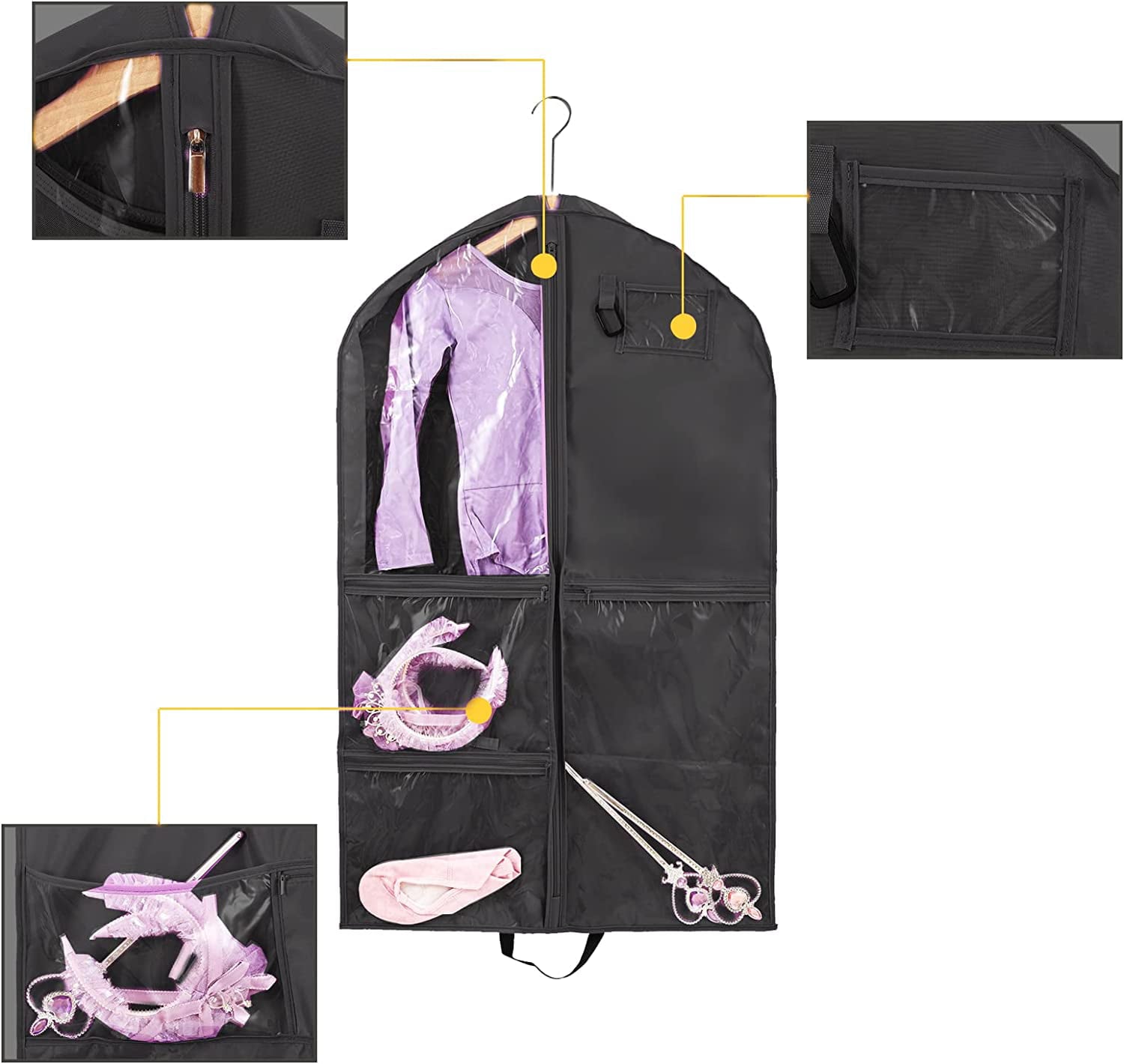 Waterproof Hanging Garment Bag,40 inch Garment Bags for Hanging Clothes,Garment Bags for Travel Storage,Dance Clothes Bag,Kids Garment Bag for Dance Costumes,Sports,Skating,Theatre,Beauty Pageants