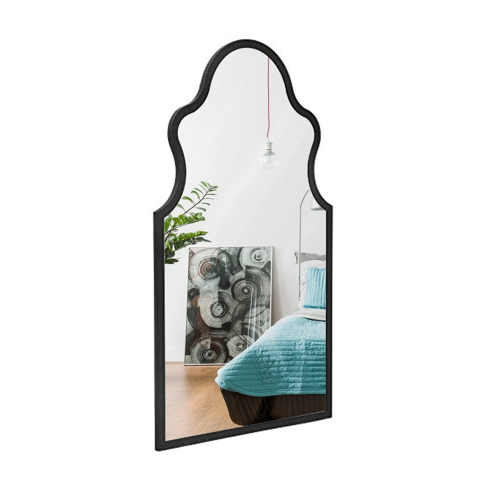 Hamilton Hills Arched Mirror Black Framed Wall Mirror with Queen Anne Design 22