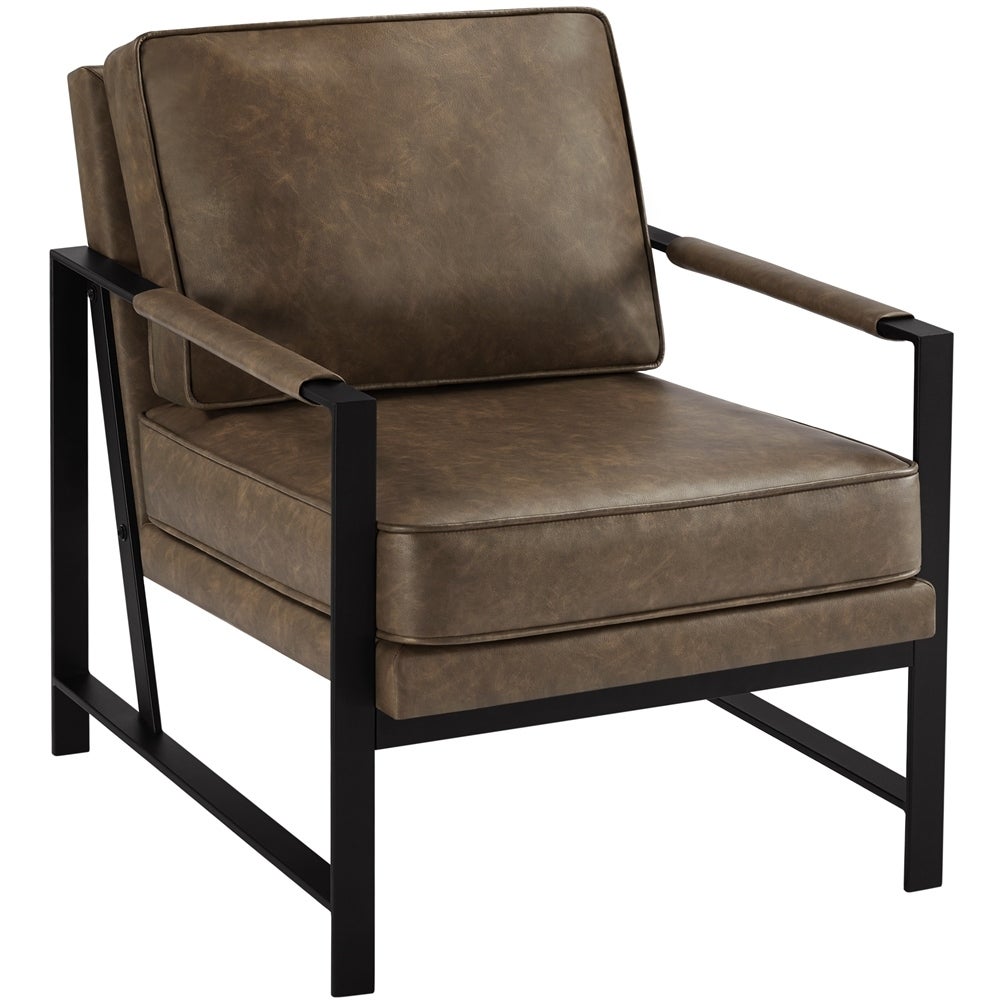 Yaheetech Accent Chair Retro Faux Leather Lounge Chair