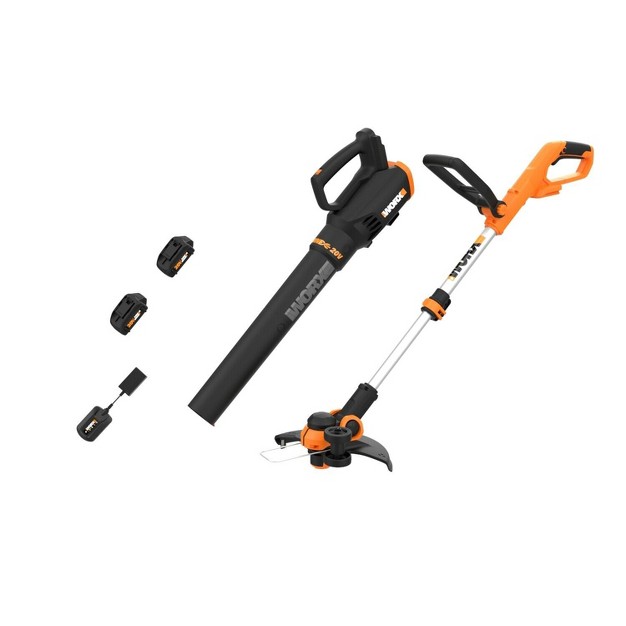 Cordless String Trimmer amp Turbine Leaf Blower Combo batteries amp Charger Included