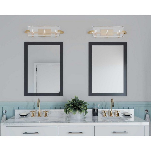 Progress Lighting Cahill 3 light Bath Vanity Brushed Bronze Clear Beveled Glass Panels