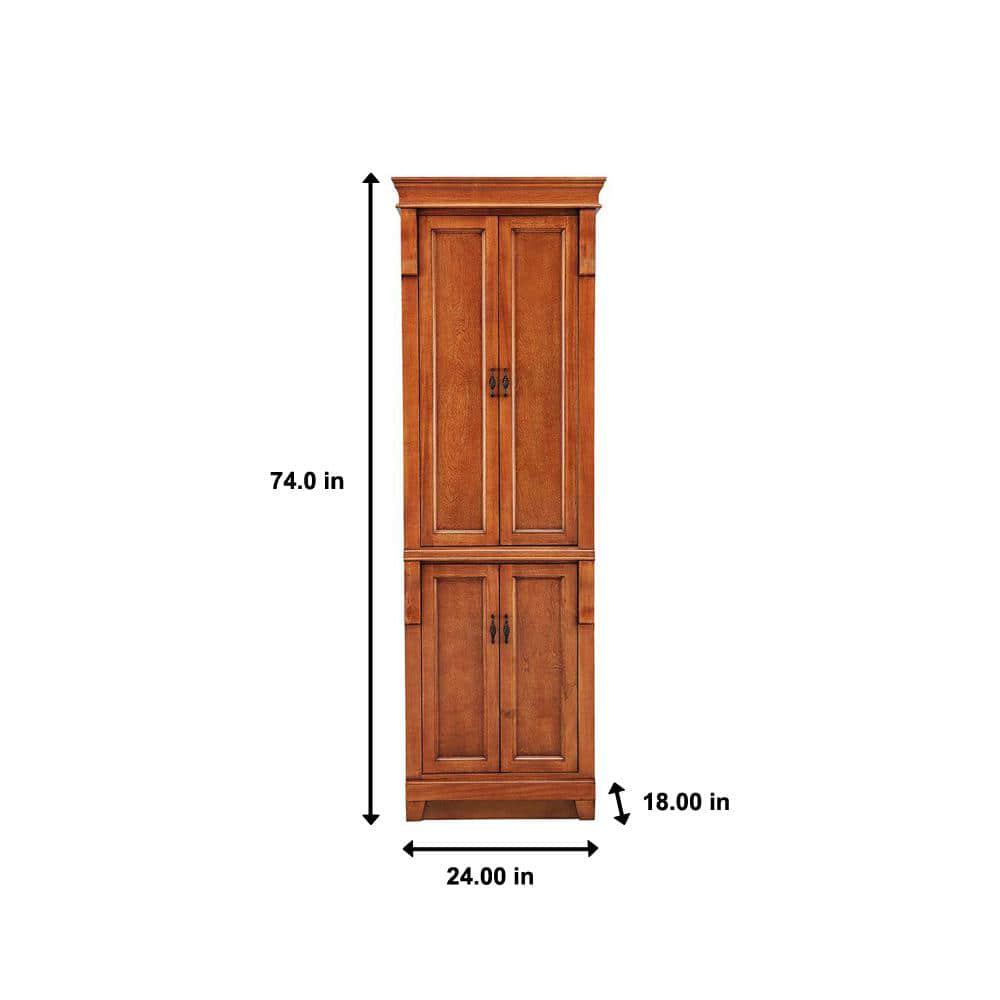 Home Decorators Collection Naples 24 in W x 17 in D x 74 in H Bathroom Linen Cabinet in Warm Cinnamon