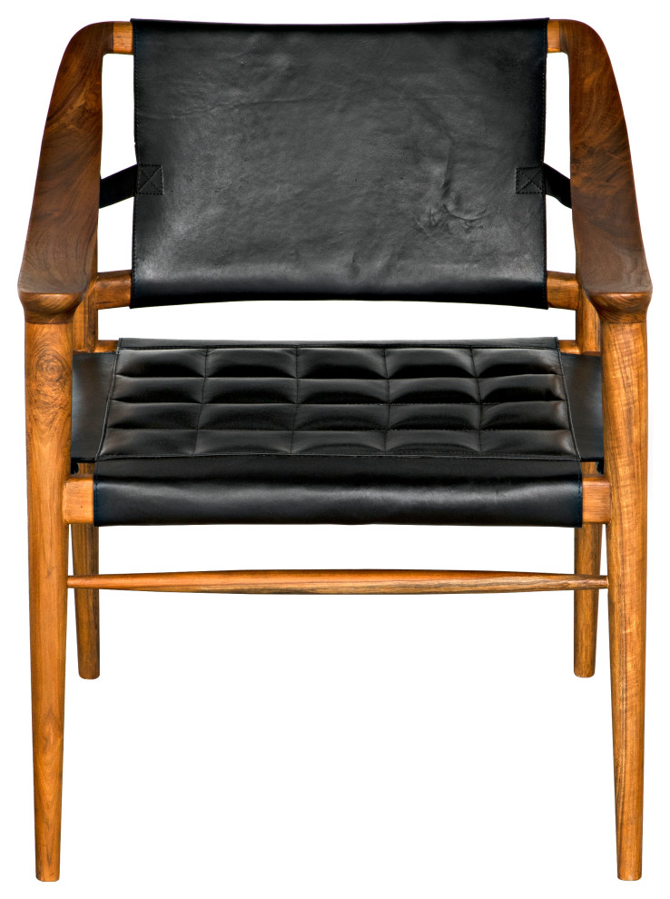 Noir Furniture Teak and Leather Garibaldi Chair With Clear Coat Flat AE 140T   Midcentury   Armchairs And Accent Chairs   by Noir  Houzz