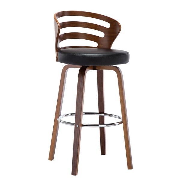 Porthos Home Cora Swivel Bar Stool - Beech Wood Legs and PU Leather Upholstery