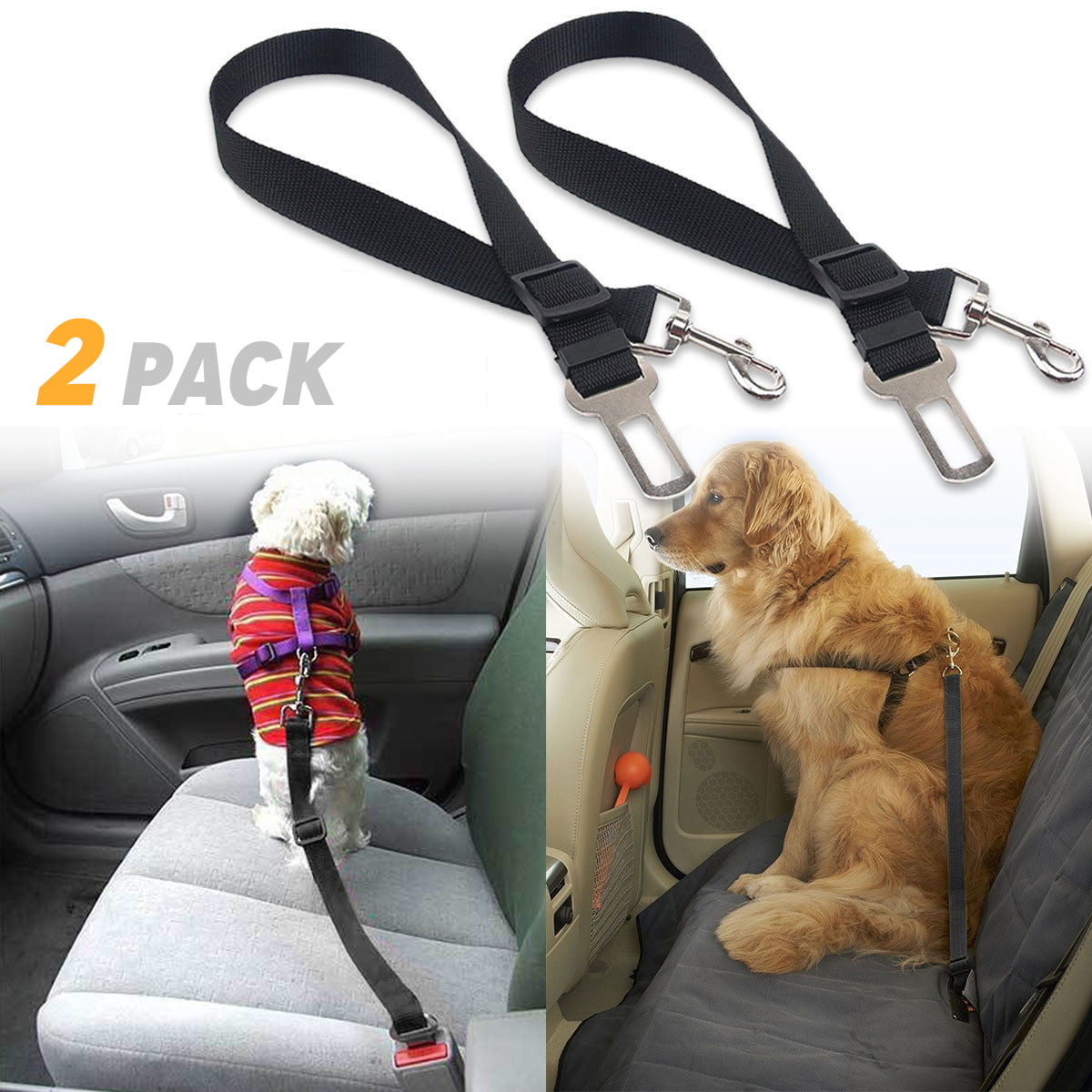 2x Cat Dog Pet Safety Seatbelt Seat Belt Adjustable Harness Lead for Car Vehicle