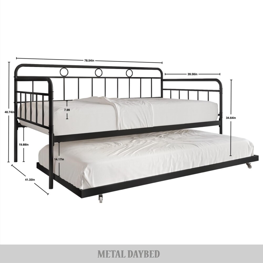 CraftPorch Minimalist Curved Edge Metal Twin Daybed with Trundle