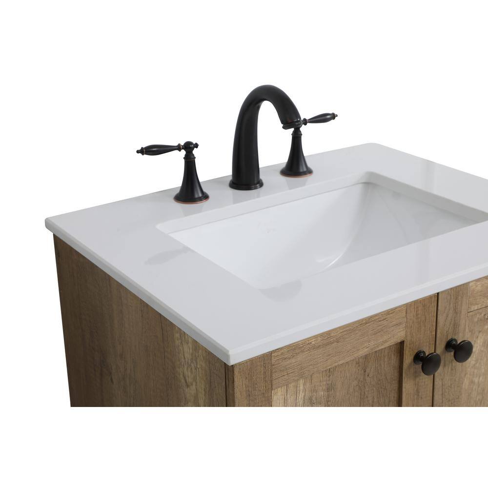 Timeless Home 24 in. W x 19 in. D x 34 in. H Single Bathroom Vanity in Natural Oak with Ivory Quartz Top and White Basin TH5648NO