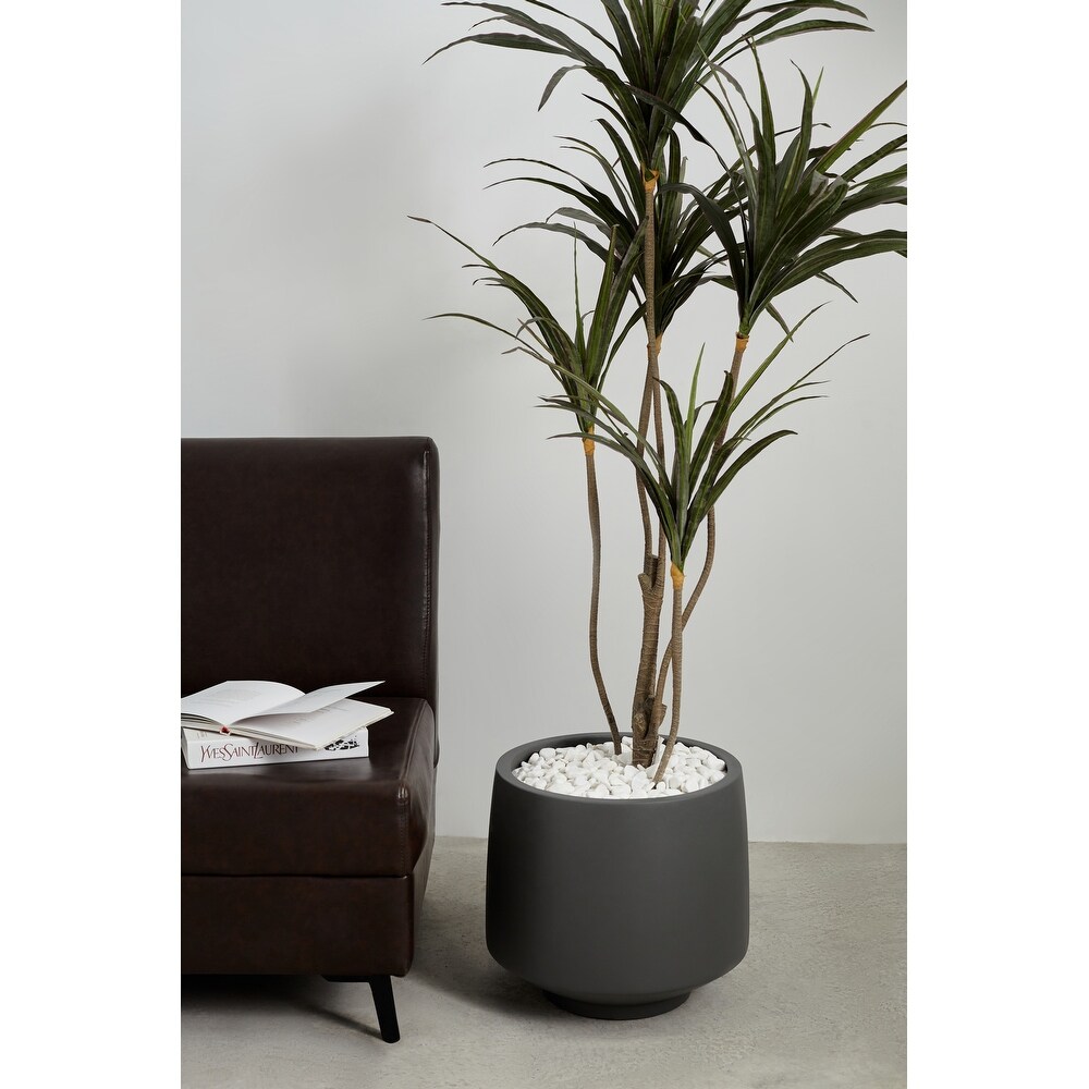 Indoor/Outdoor Large Minimalist Light Cement/ Concrete Lightweight Round Planter Pot   15  11 in