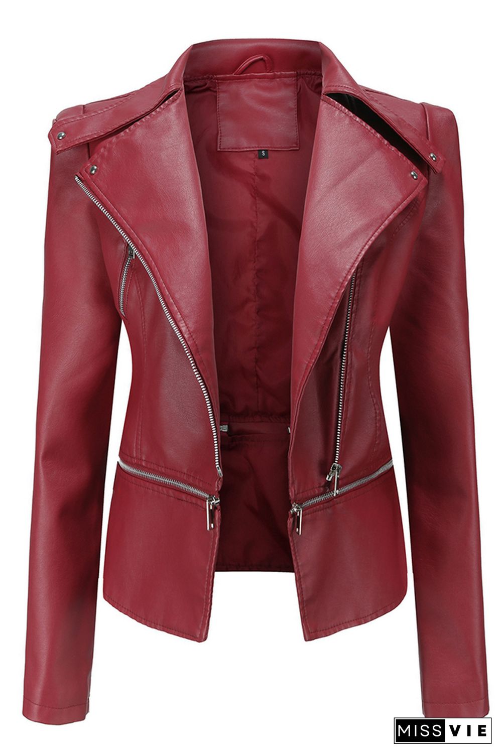 Zipper Removable Hem Leather Jacket Women Wholesale