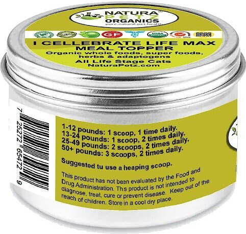 Natura Petz Organics I-Cellebrate Life Max Cat Supplement， 4-oz jar