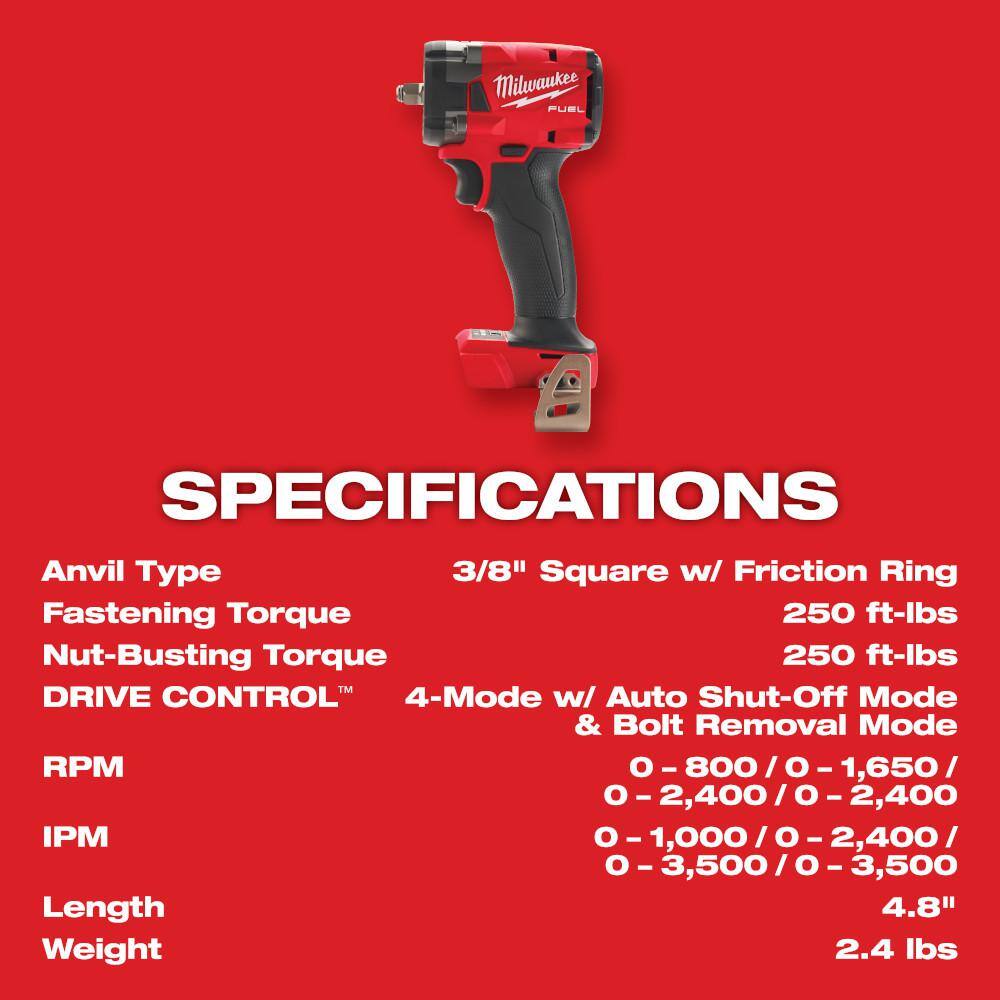 MW M18 FUEL 18-Volt Li-Ion Brushless Cordless 4-12 in.6 in. Braking Grinder wPaddle Switch with 38 in. Impact Wrench 2980-20-2854-20