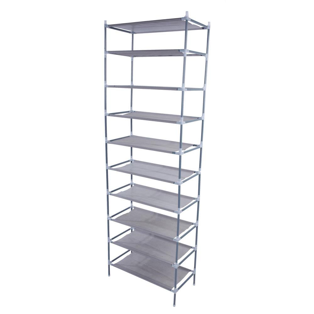 Zimtown 10 Layers Shoe Rack Shelf 30 Pairs Shoe Storage Organizer for Entryway Living Room Bedroom， Gray