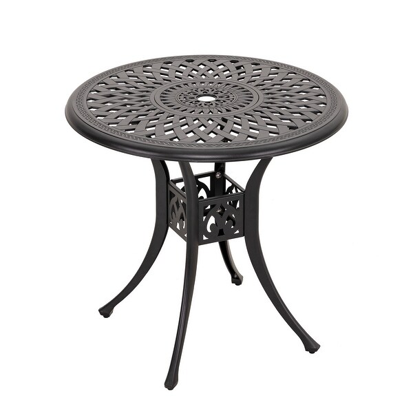 Outdoor 31'' Round Cast Aluminum Bistro Table with 1.97'' Umbrella Hole