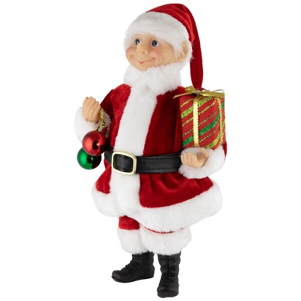 Santa Elf with Gift Christmas Figure