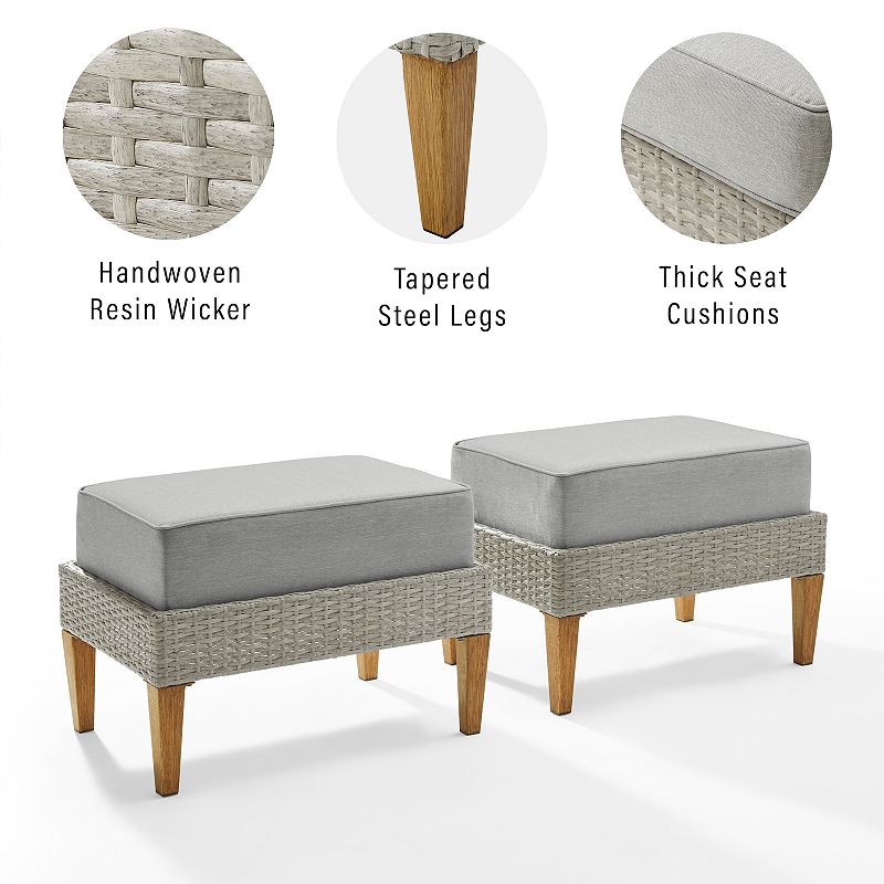 Crosley Capella Outdoor Wicker Ottoman 2-Piece Set