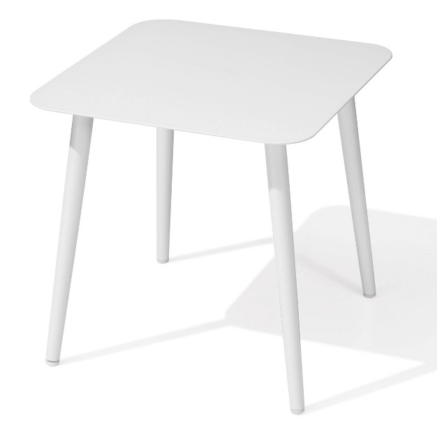 Aluminum Outdoor Square Side Table With Adjustable Feet White Crestlive Products