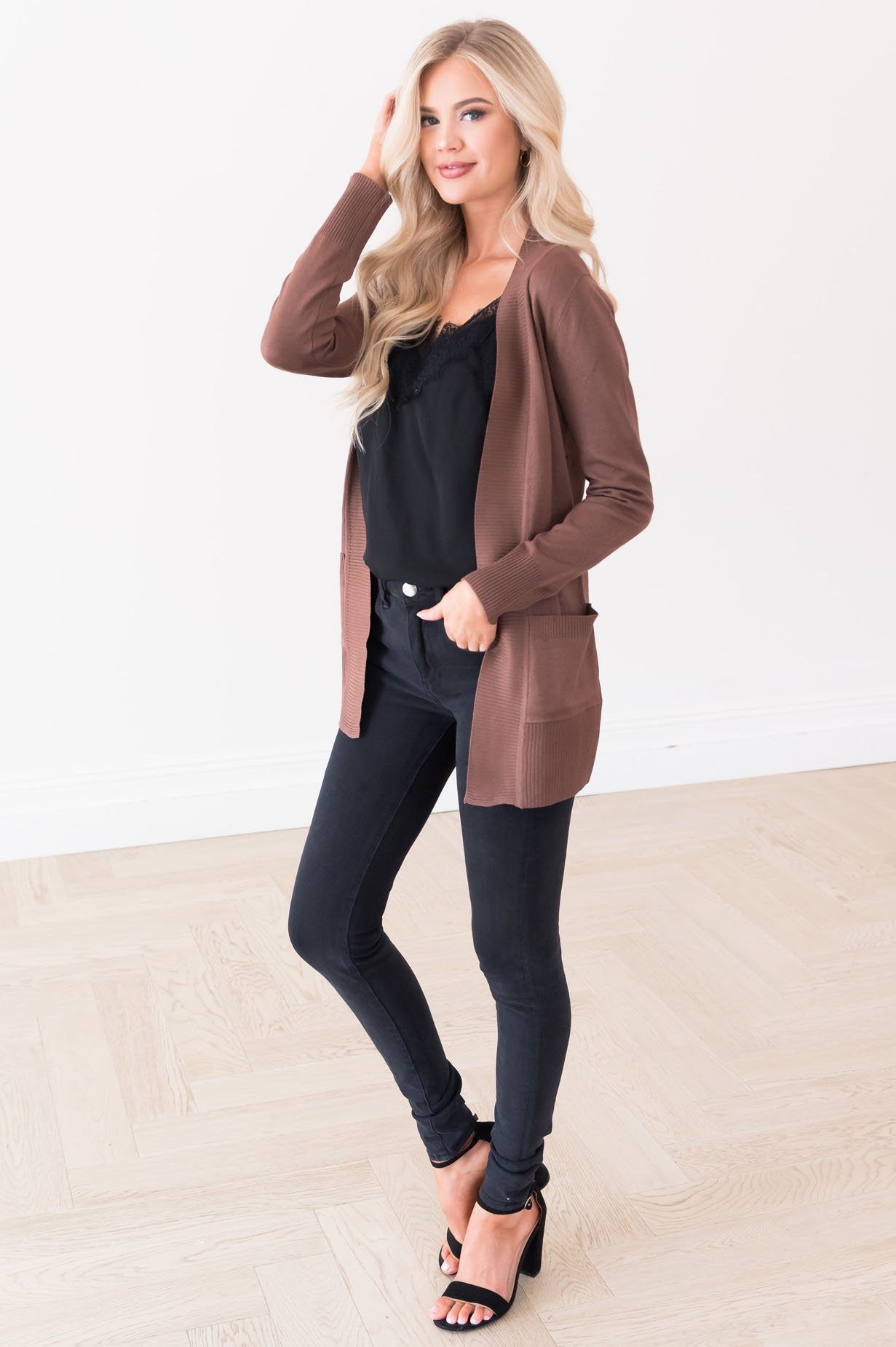 Long Distance Modest Pocket Cardigan