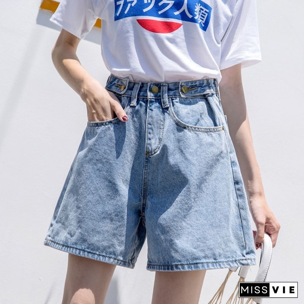 Plus Size Women's Shorts High Waist Shorts Women Minimalism Denim Shorts Summer Fashion Casual Jeans Short Pants