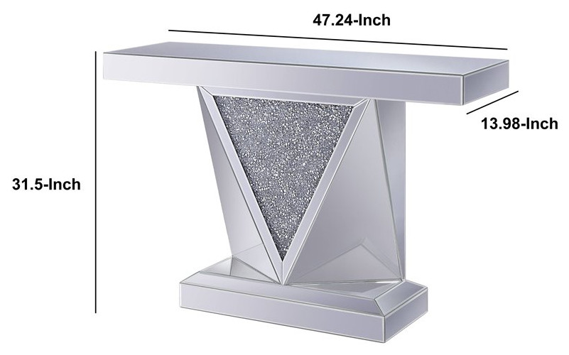 Benjara 13.98 quotGlass Console Table with Faux Crystals Inlay in Clear   Contemporary   Console Tables   by Homesquare  Houzz